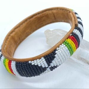 Bead Leather Bracelet Handcrafted
